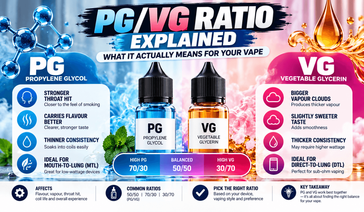 PG/VG Ratio Explained: What It Actually Means for Your Vape