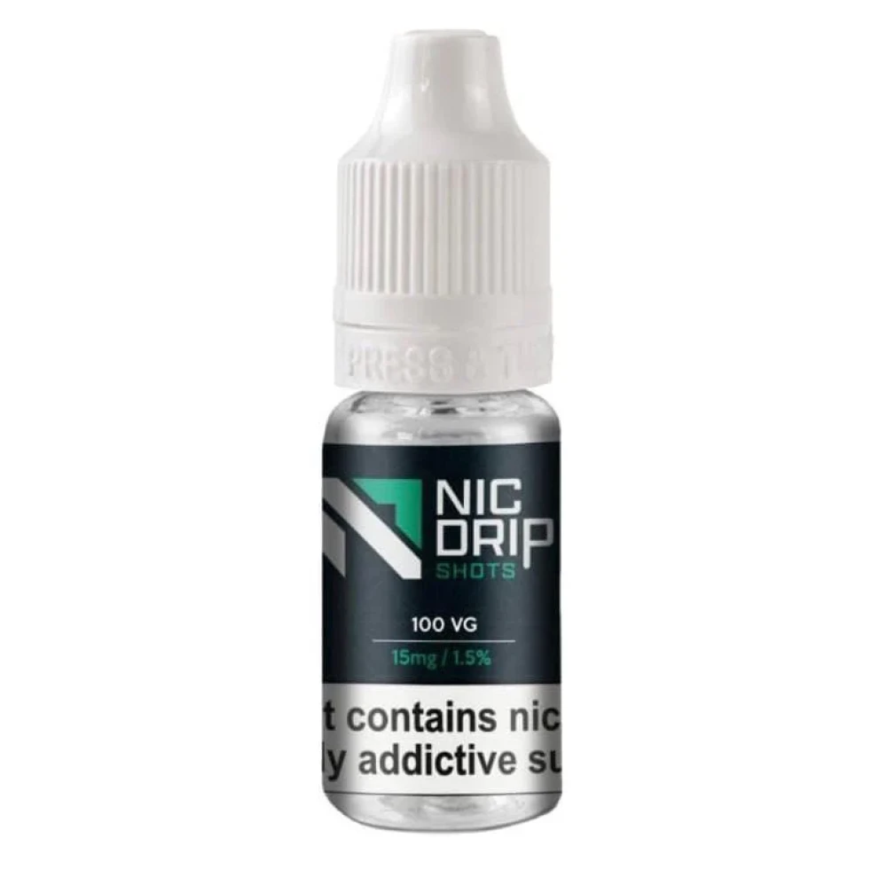 Nic Drip 100VG/15mg Nic Shots - Box of 100