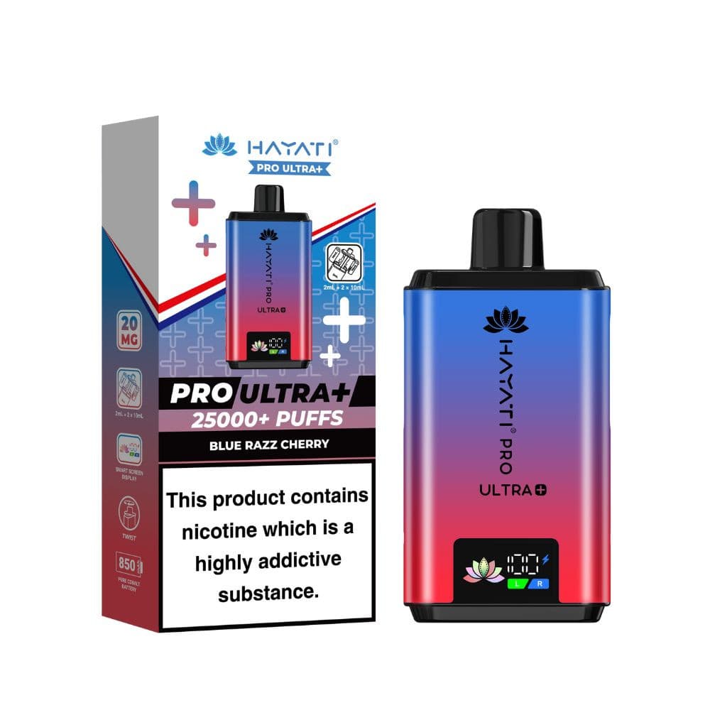  Blue Razz Cherry Hayati Pro Ultra Plus 25k Vape Kit Box of 5