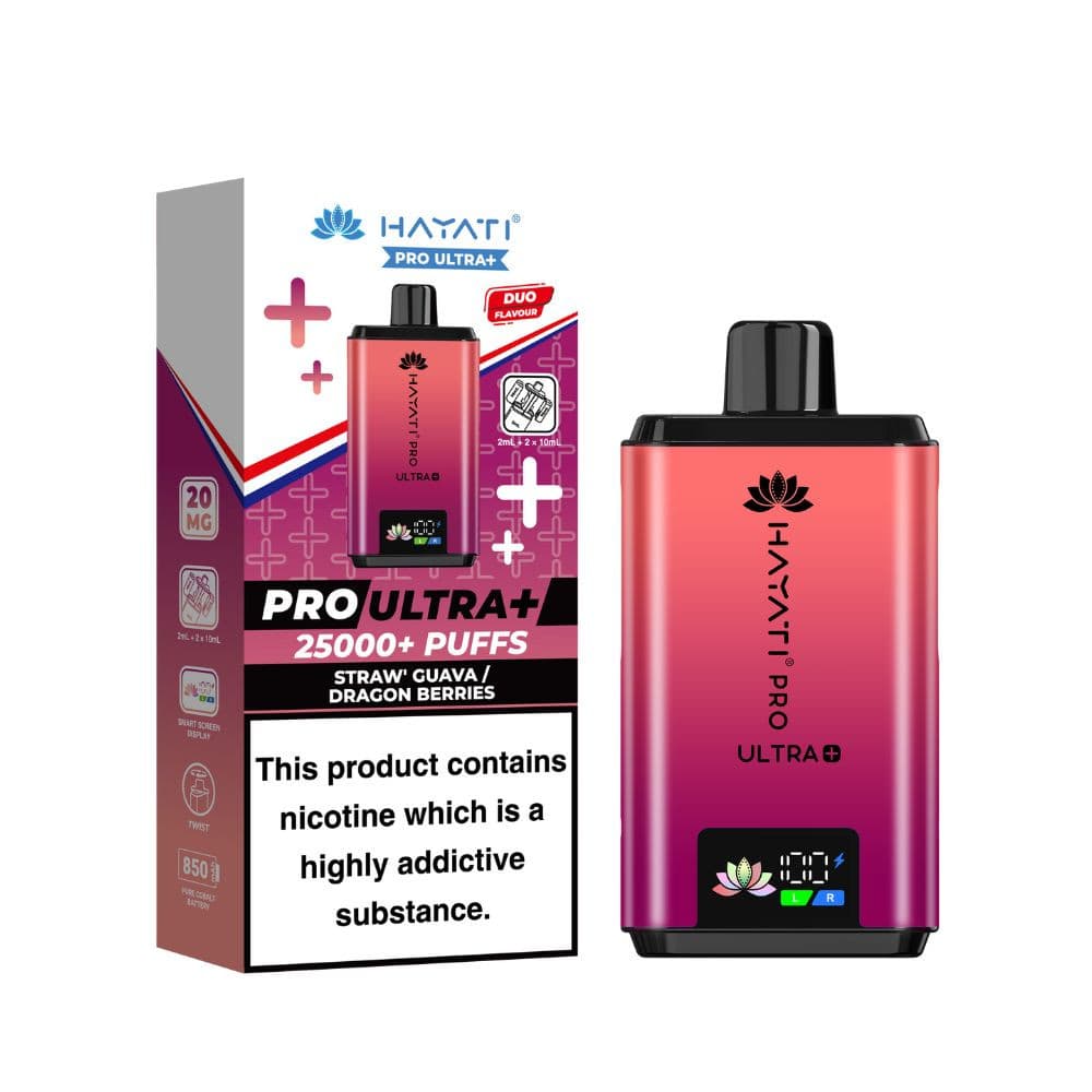  Strawberry Guava / Dragon Berries Hayati Pro Ultra Plus 25k Vape Kit Box of 5