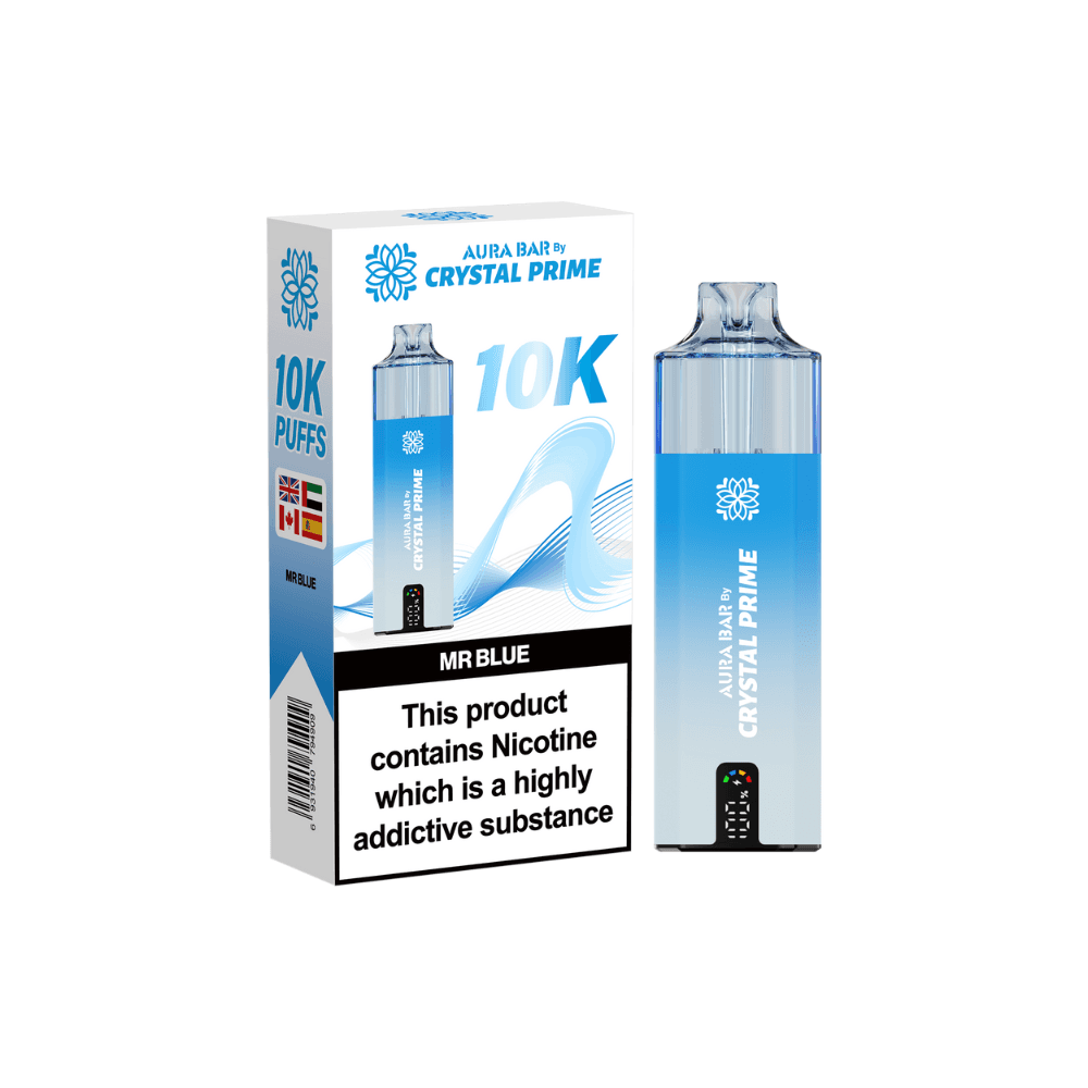  Mr Blue Crystal Prime Aura Bar 10k Vape Kit Box of 5