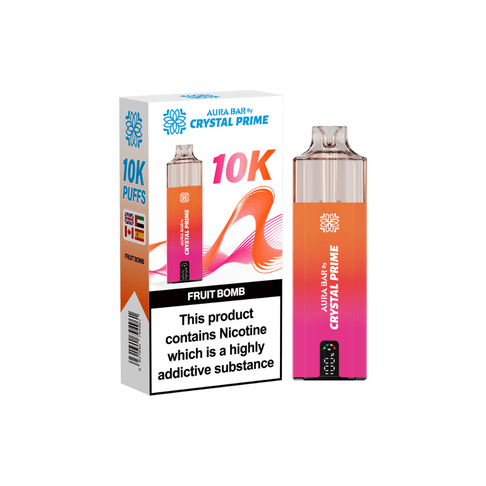  Fruit Bomb Crystal Prime Aura Bar 10k Vape Kit Box of 5