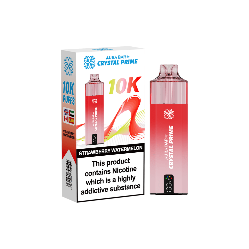  Strawberry Watermelon Crystal Prime Aura Bar 10k Vape Kit Box of 5