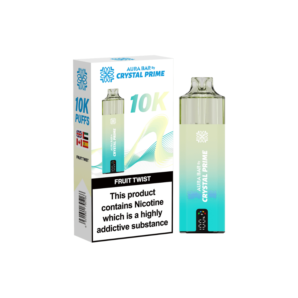 Fruit Twist Crystal Prime Aura Bar 10k Vape Kit Box of 5