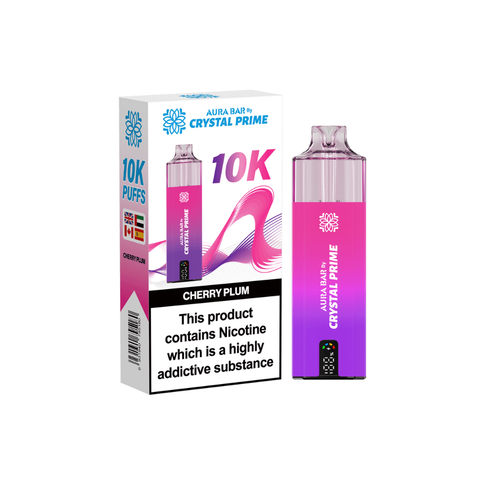  Cherry Plum Crystal Prime Aura Bar 10k Vape Kit Box of 5