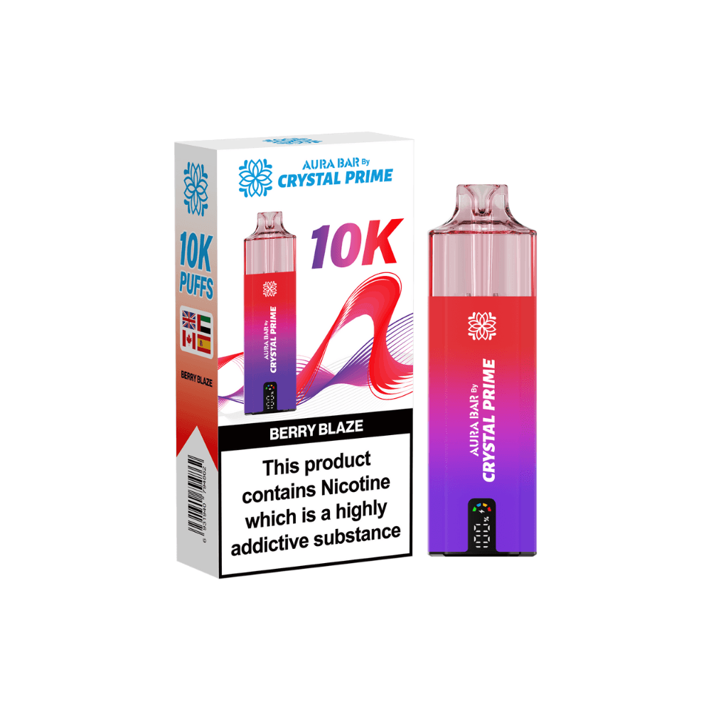  Berry Blaze Crystal Prime Aura Bar 10k Vape Kit Box of 5