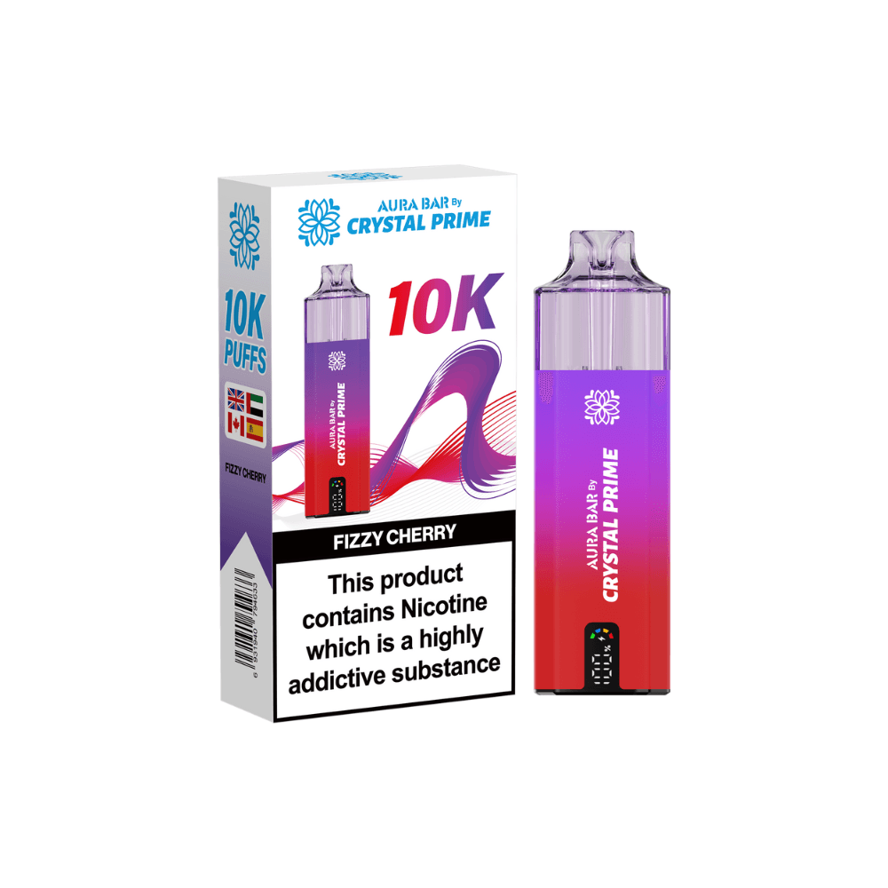  Fizzy Cherry Crystal Prime Aura Bar 10k Vape Kit Box of 5