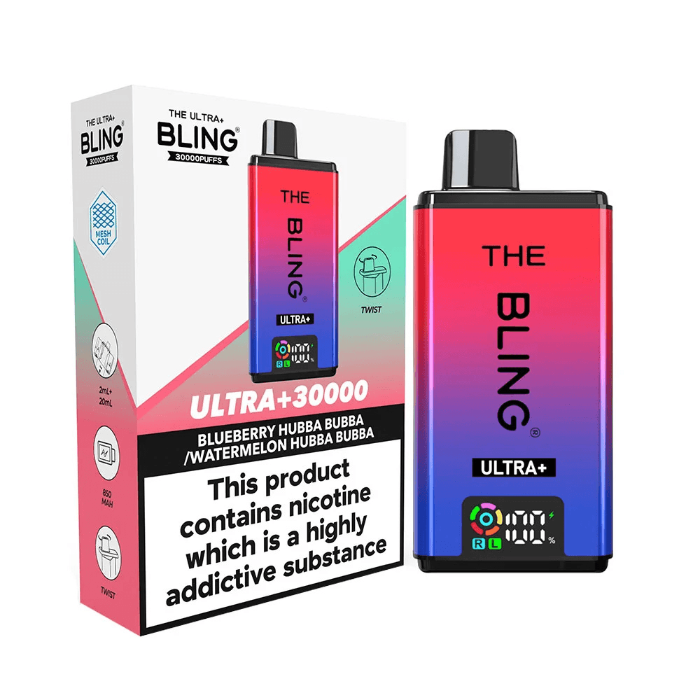  Blueberry Hubba Bubba / Watermelon Hubba Bubba The Crystal Bling Ultra Plus 30k Vape Kit Box of 5