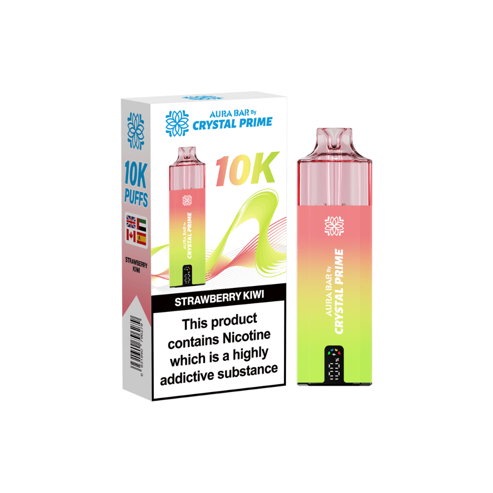  Strawberry Kiwi Crystal Prime Aura Bar 10k Vape Kit Box of 5