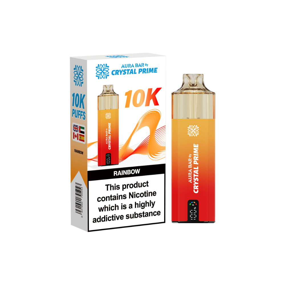  Rainbow Crystal Prime Aura Bar 10k Vape Kit Box of 5