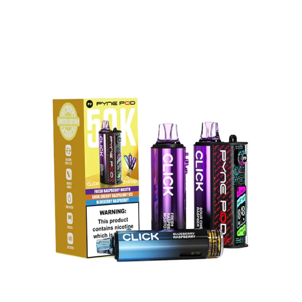  Raspberry Edition Pyne Pod Click 50k Vape Kit Box of 5