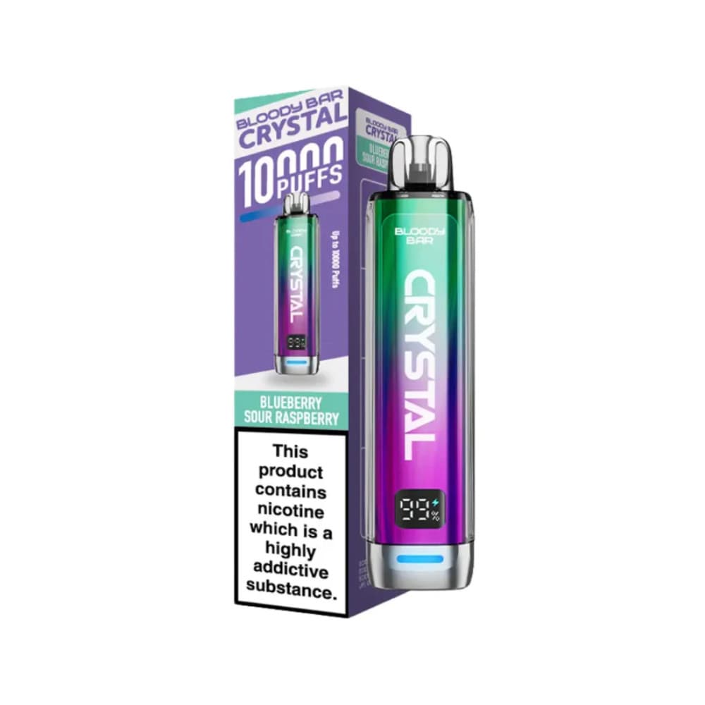  Blueberry Sour Raspberry Bloody Bar Crystal 10k Vape Kit Box of 5