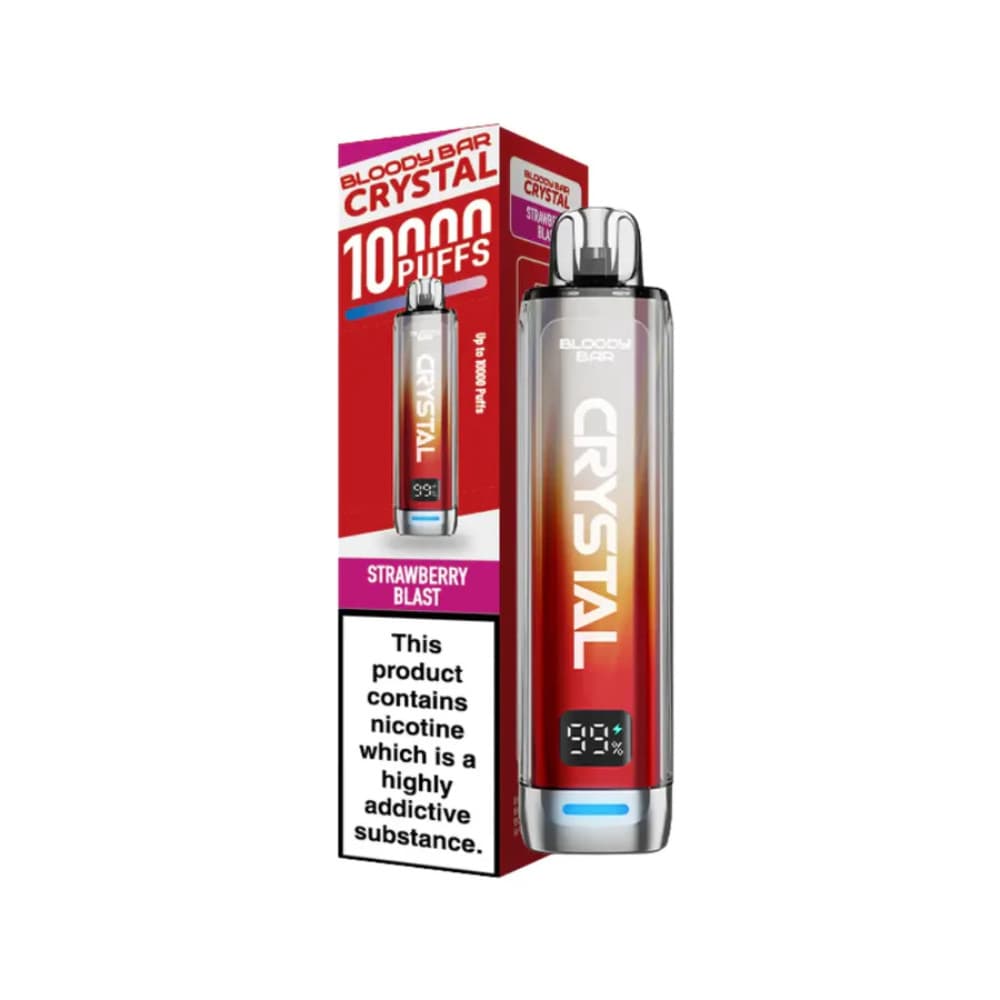  Strawberry Blast Bloody Bar Crystal 10k Vape Kit Box of 5