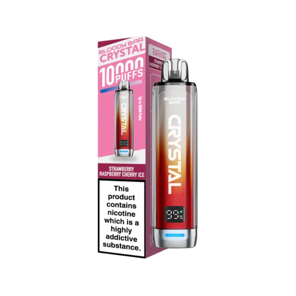  Strawberry Raspberry Cherry Ice Bloody Bar Crystal 10k Vape Kit Box of 5