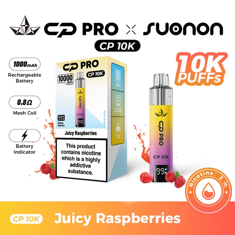  Juicy Raspberries Crystal Pro CP 10k Vape Kit Box of 5