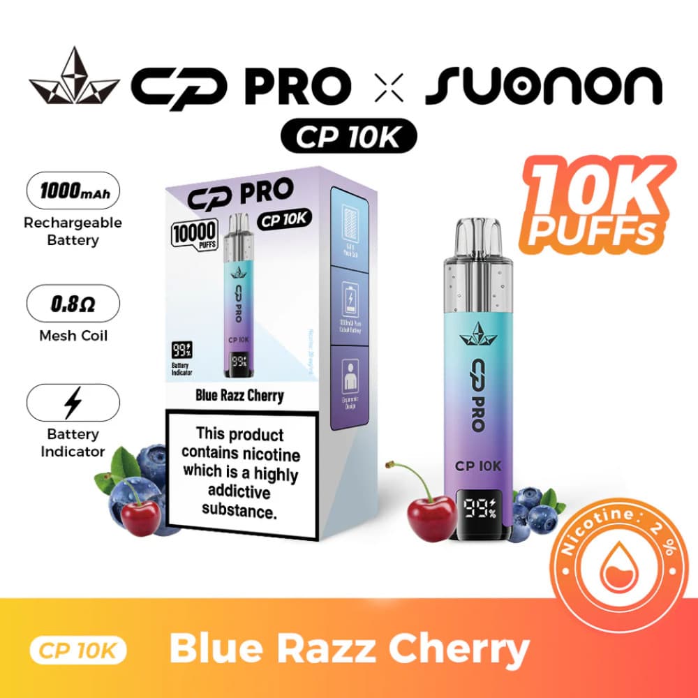  Blue Razz Cherry Crystal Pro CP 10k Vape Kit Box of 5