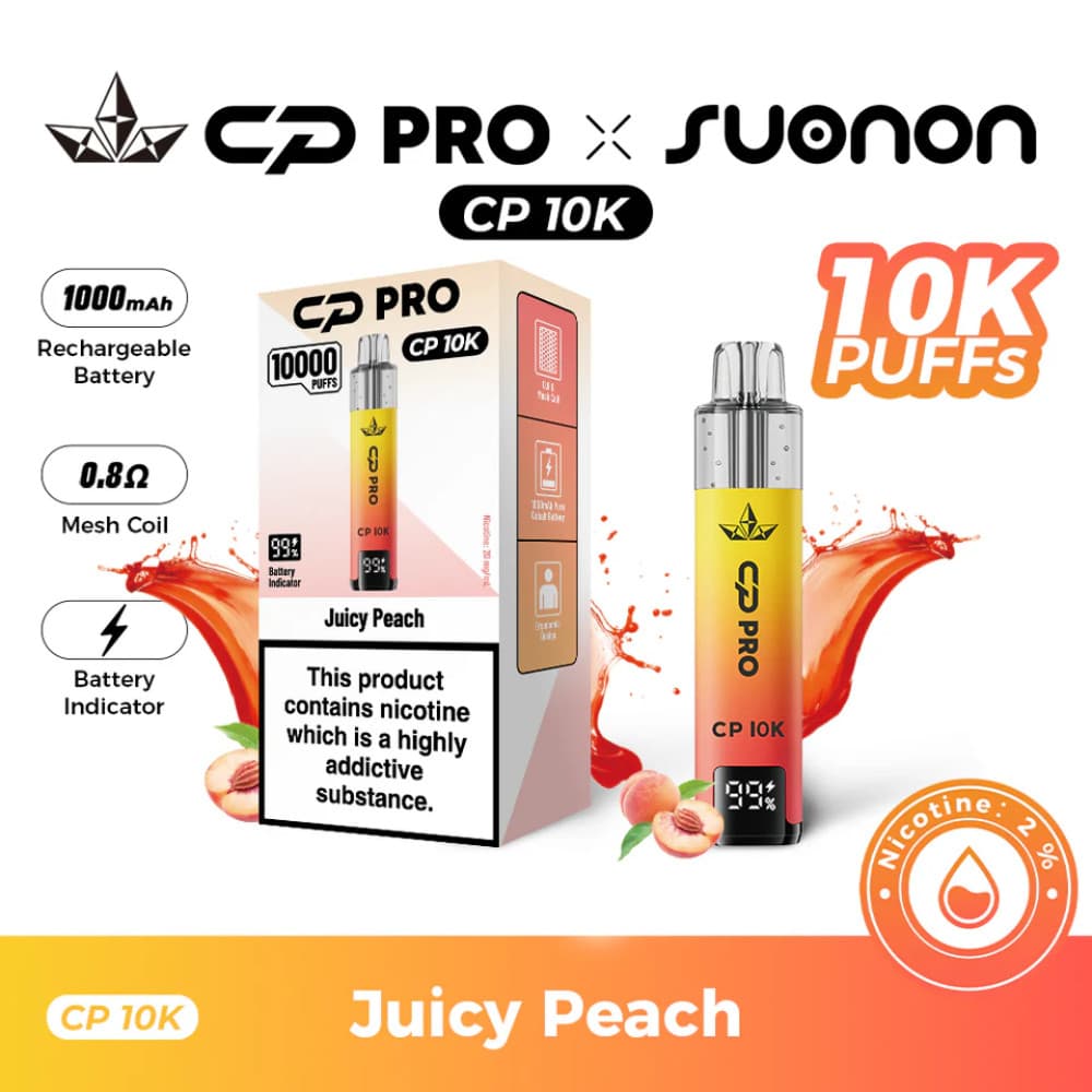  Juicy Peach Crystal Pro CP 10k Vape Kit Box of 5