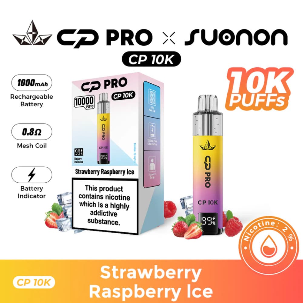  Strawberry Raspberry Ice Crystal Pro CP 10k Vape Kit Box of 5