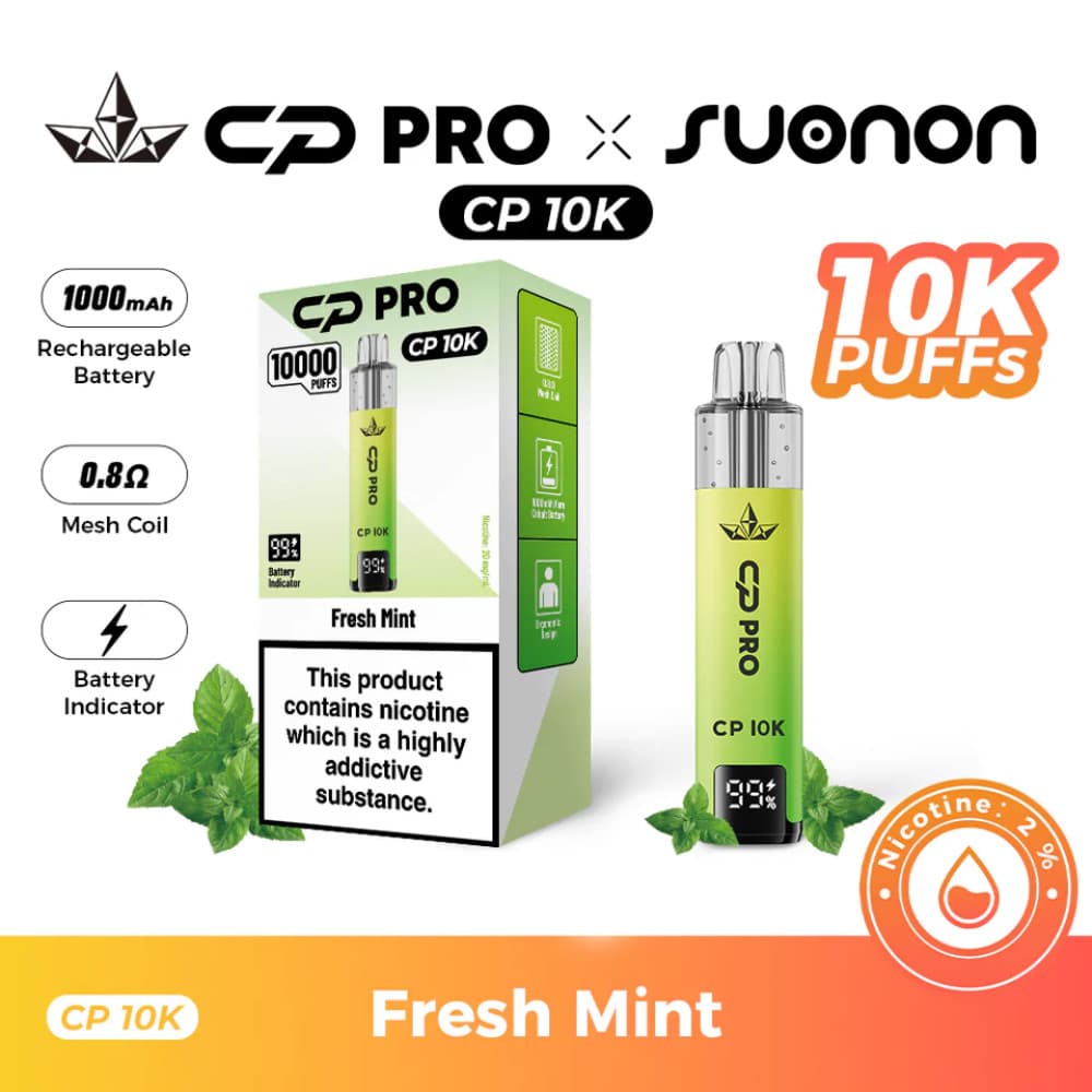  Fresh Mint Crystal Pro CP 10k Vape Kit Box of 5