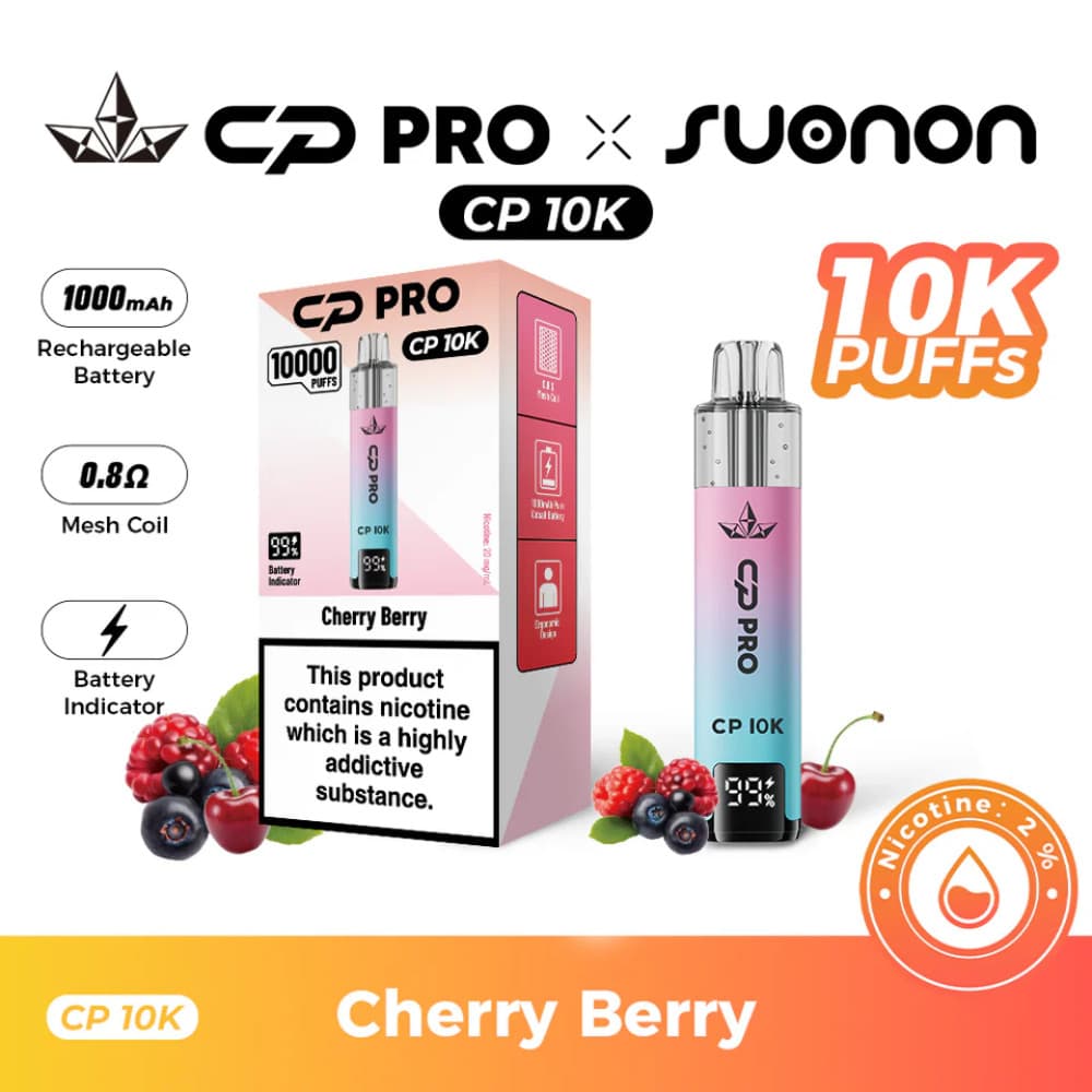 Cherry Berry Crystal Pro CP 10k Vape Kit Box of 5