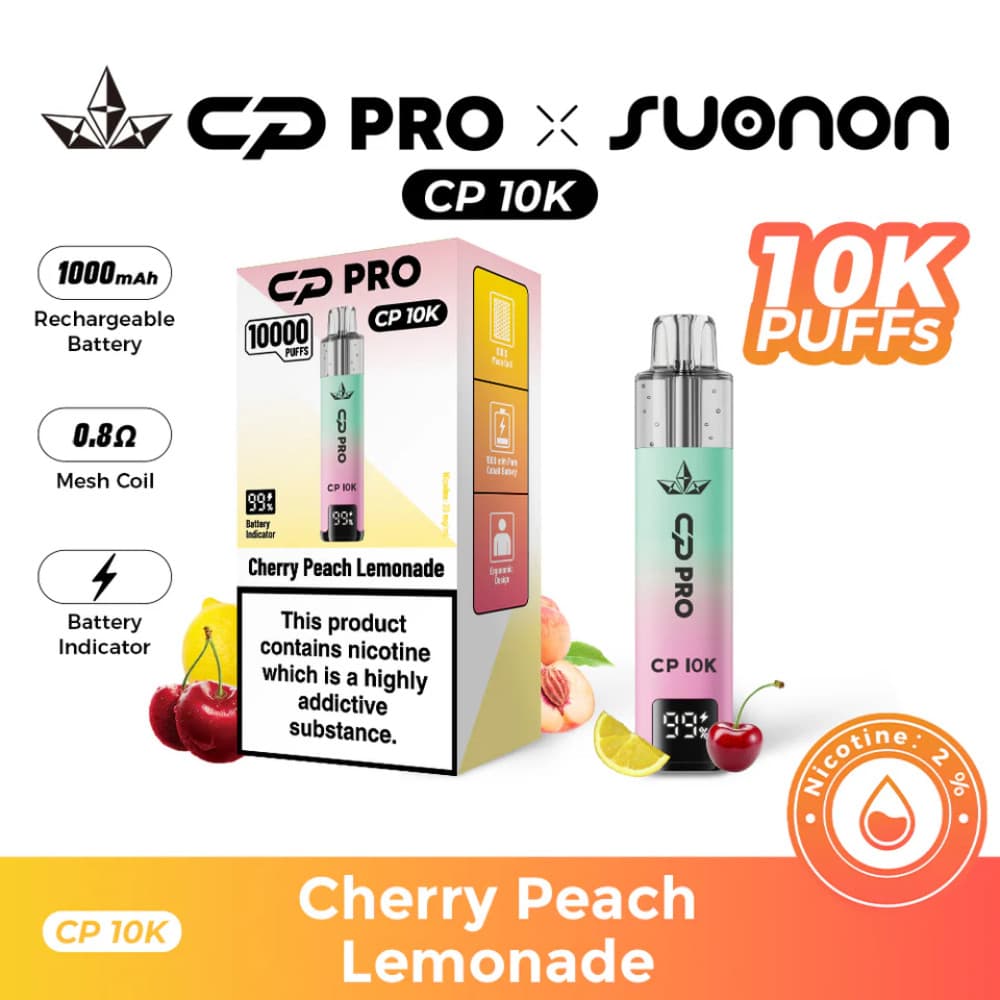  Cherry Peach Lemonade Crystal Pro CP 10k Vape Kit Box of 5
