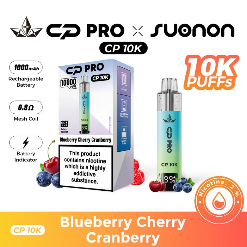  Blueberry Cherry Cranberry Crystal Pro CP 10k Vape Kit Box of 5