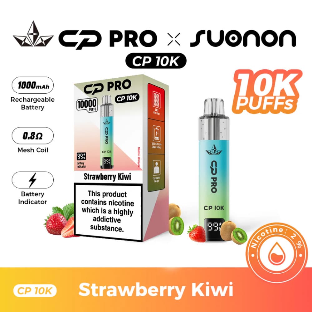  Strawberry kiwi Crystal Pro CP 10k Vape Kit Box of 5