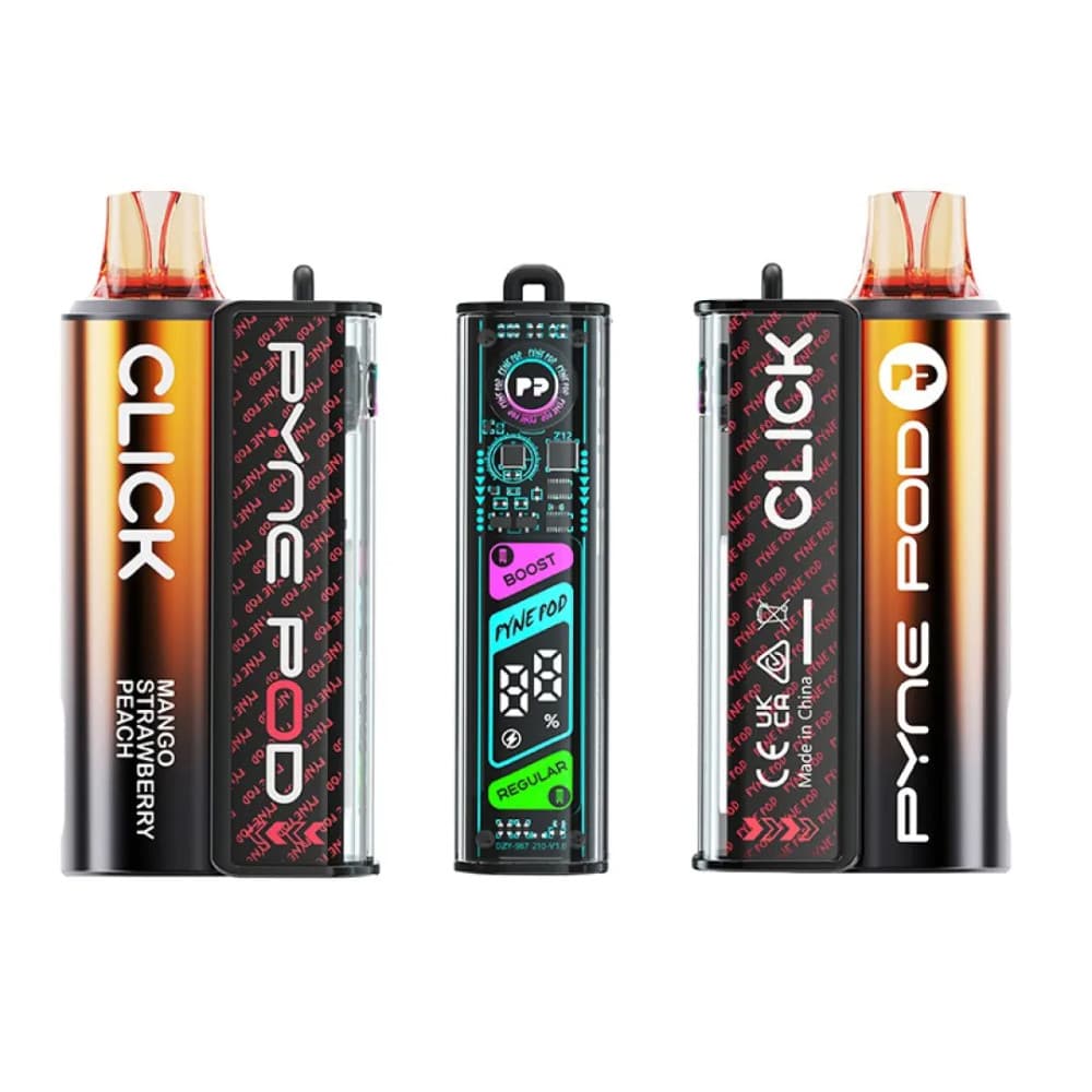  Mango Strawberry Peach Pyne Pod Click 10k Vape Kit Box of 5