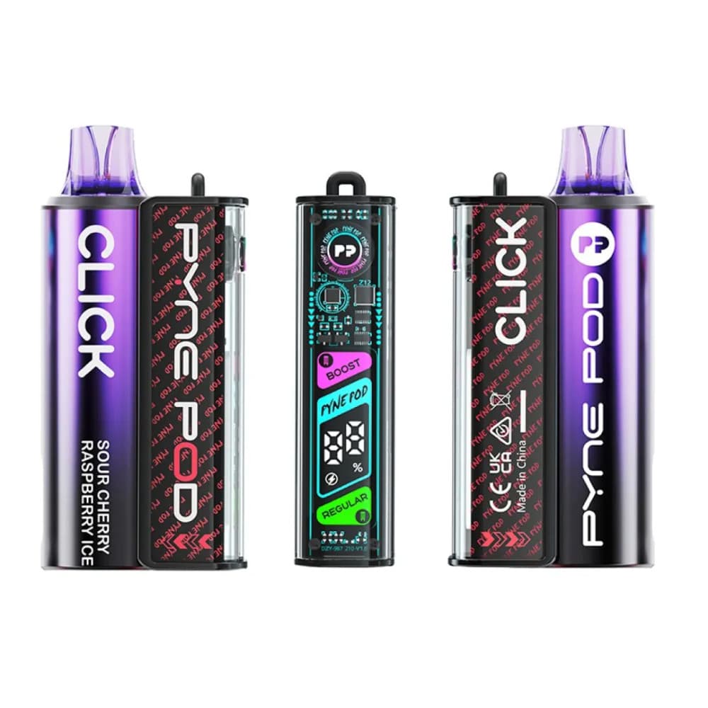  Sour Cherry Raspberry Pyne Pod Click 10k Vape Kit Box of 5