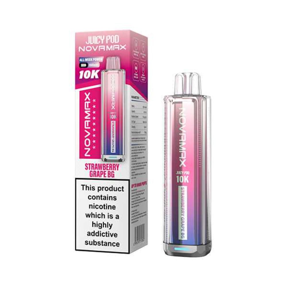  Strawberry Grape BG Juicypod Novamax 10k Vape Kit Box of 5