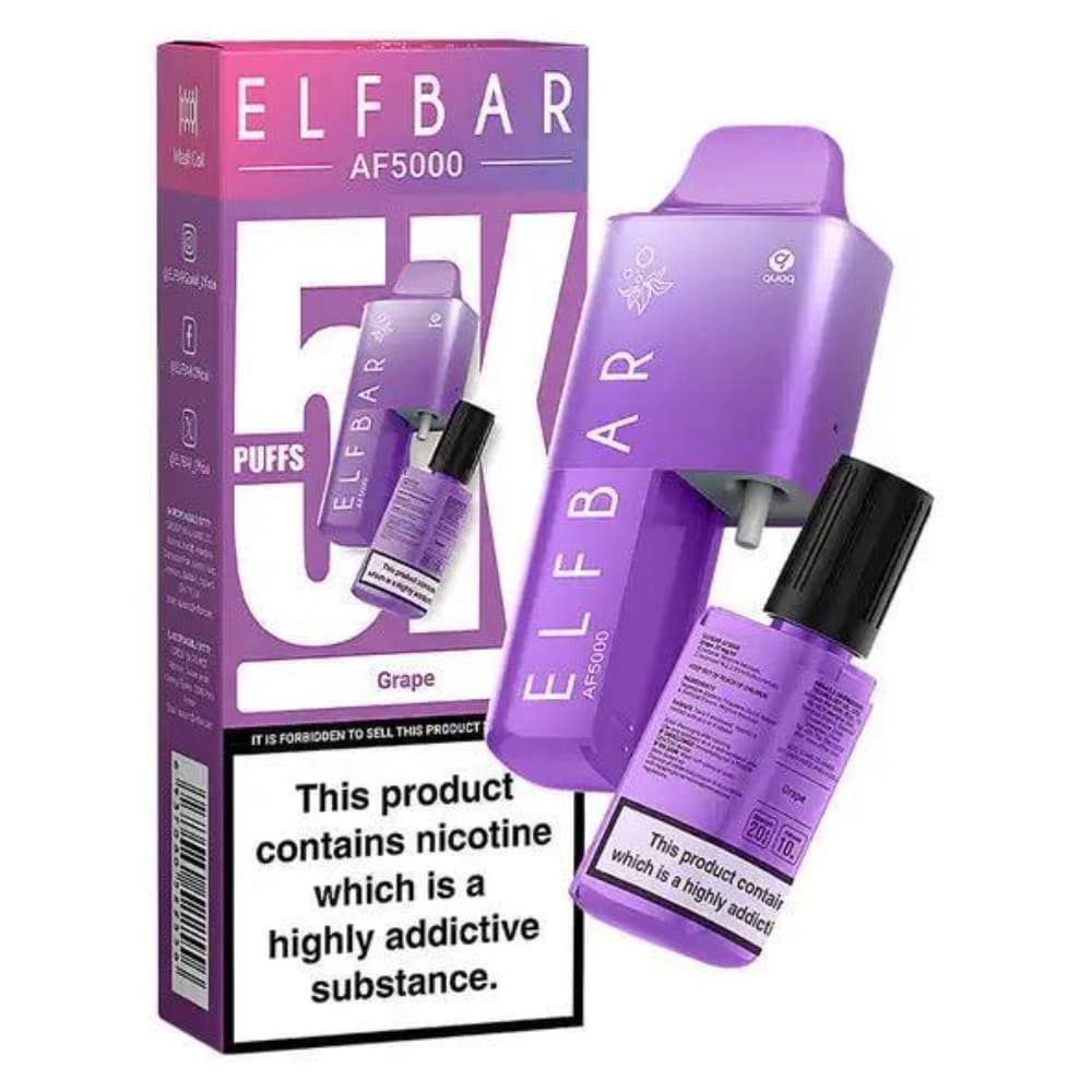 Grape Elf Bar Af5000 Vape Kit Box of 5