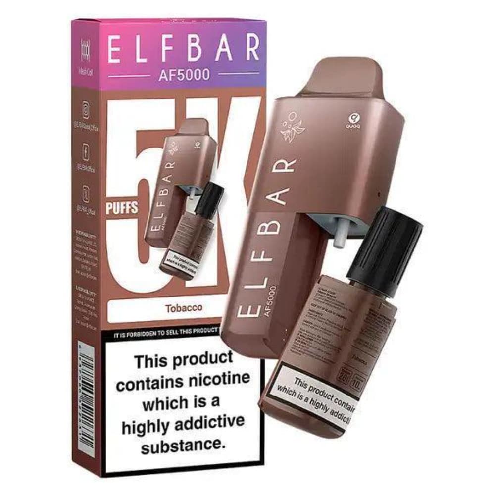  Tobacco Elf Bar Af5000 Vape Kit Box of 5