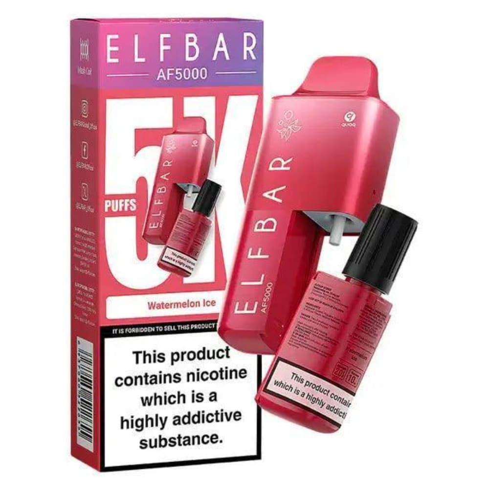  Watermelon Ice Elf Bar Af5000 Vape Kit Box of 5