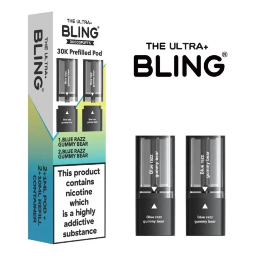  Blue Razz Gummy Bear The Crystal Bling Ultra Plus 30k Pods Pack of 5