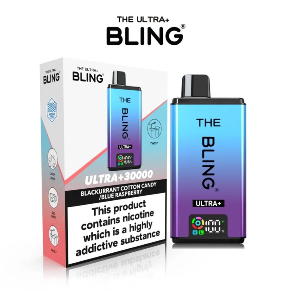  Blackcurrant Cotton Candy / Blue Raspberry The Crystal Bling Ultra Plus 30k Vape Kit Box of 5