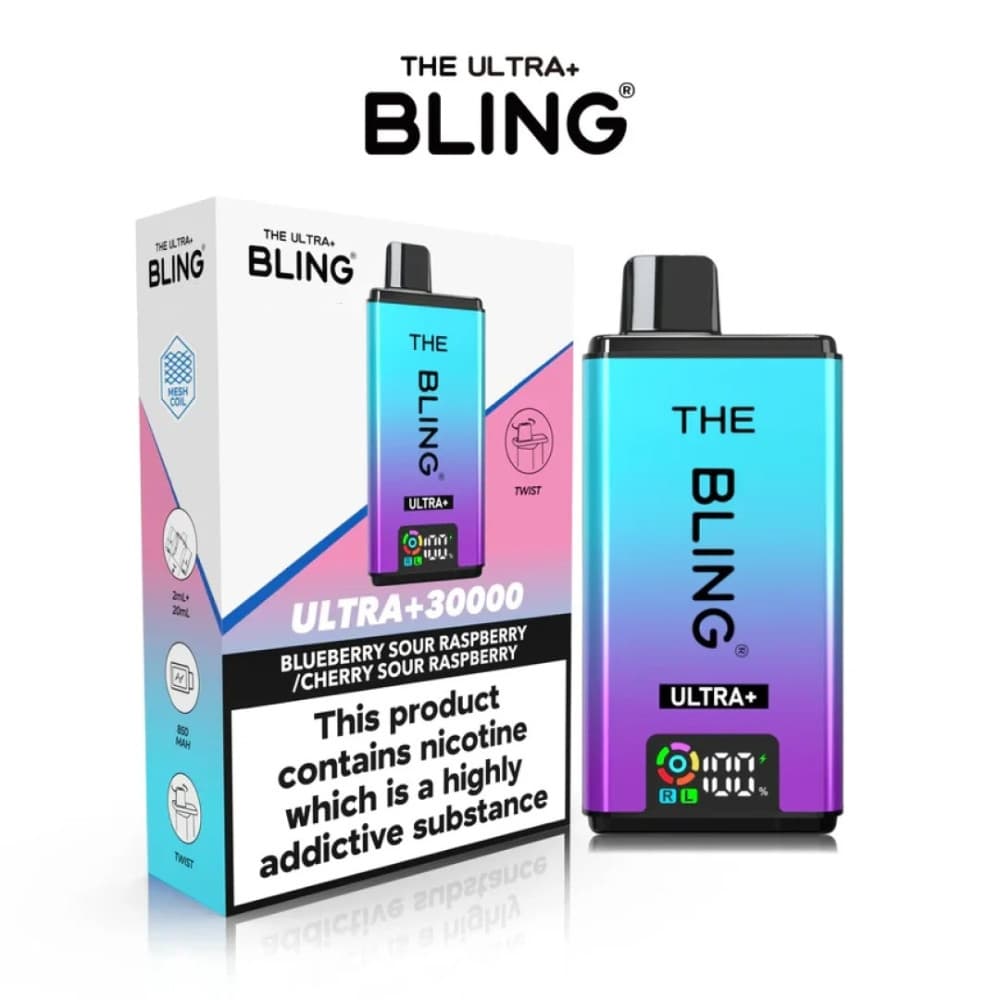  Blueberry Sour Raspberry / Cherry Sour Raspberry The Crystal Bling Ultra Plus 30k Vape Kit Box of 5