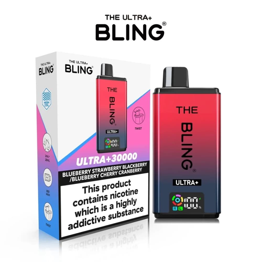  Blueberry Strawberry Blackberry / Blueberry Cherry Cranberry The Crystal Bling Ultra Plus 30k Vape Kit Box of 5