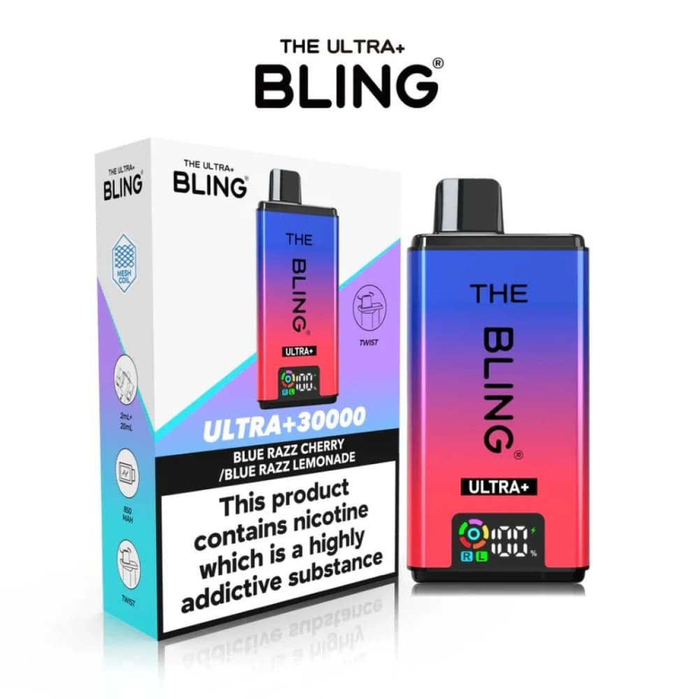 Blue Razz Cherry/Blue Razz Lemonade The Crystal Bling Ultra Plus 30k Vape Kit Box of 5