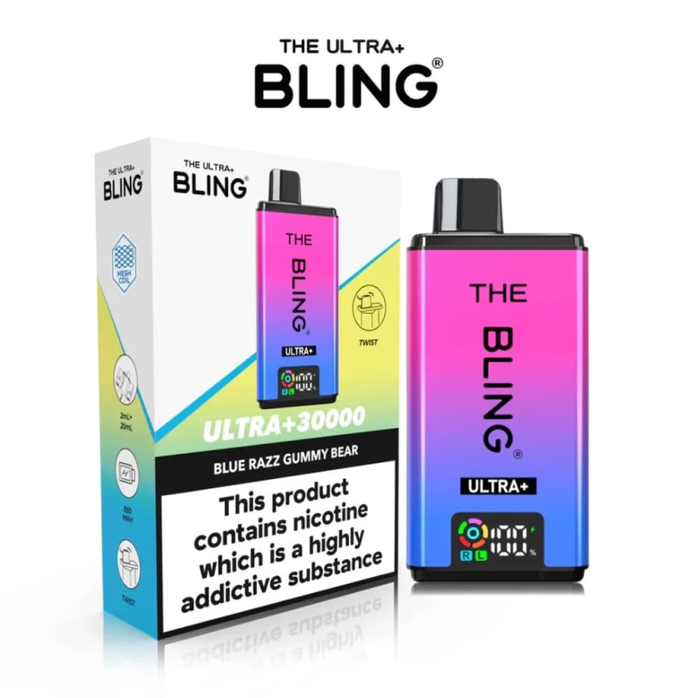  Blue Razz Gummy Bear The Crystal Bling Ultra Plus 30k Vape Kit Box of 5