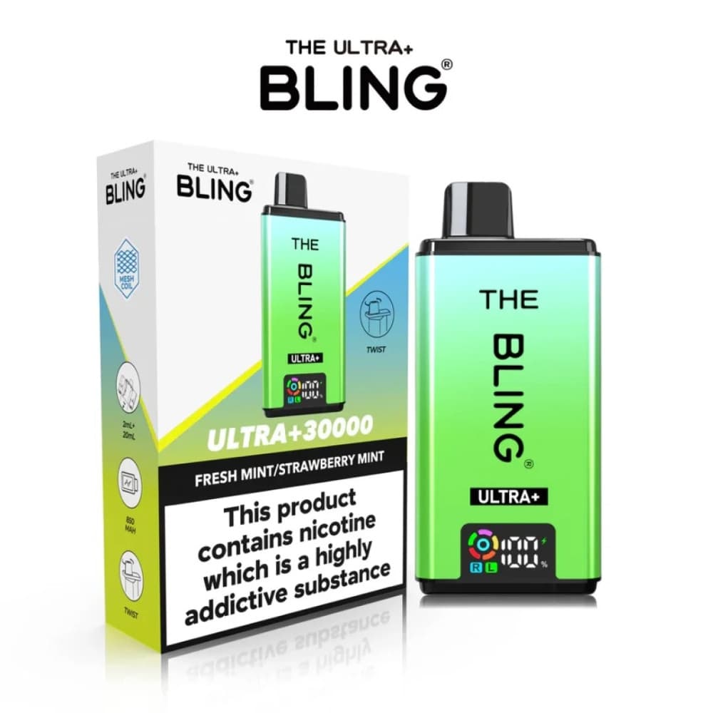  Fresh Mint / Strawberry Mint The Crystal Bling Ultra Plus 30k Vape Kit Box of 5