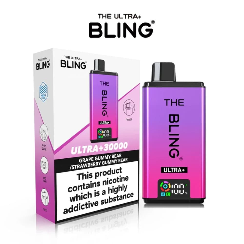  Grape Gummy Bear / Strawberry Gummy Bear The Crystal Bling Ultra Plus 30k Vape Kit Box of 5