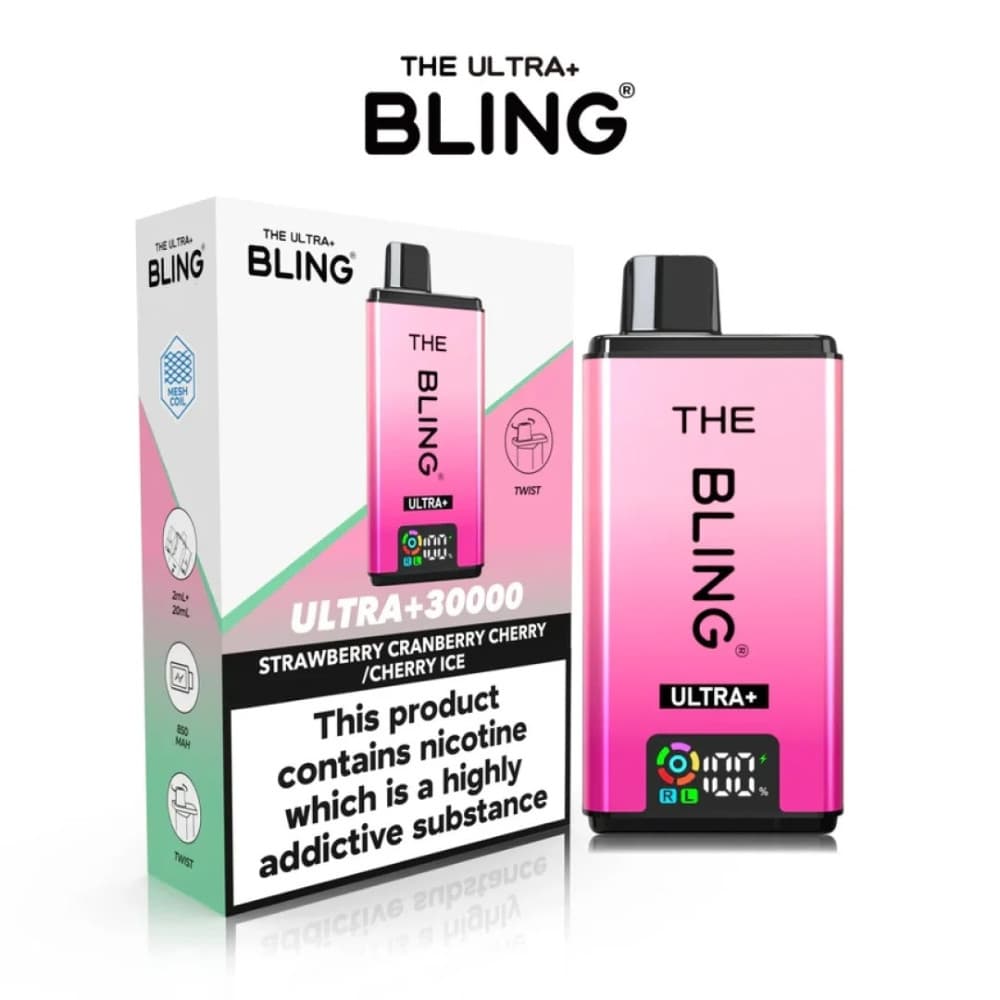  Strawberry Cranberry Cherry / Cherry Ice The Crystal Bling Ultra Plus 30k Vape Kit Box of 5