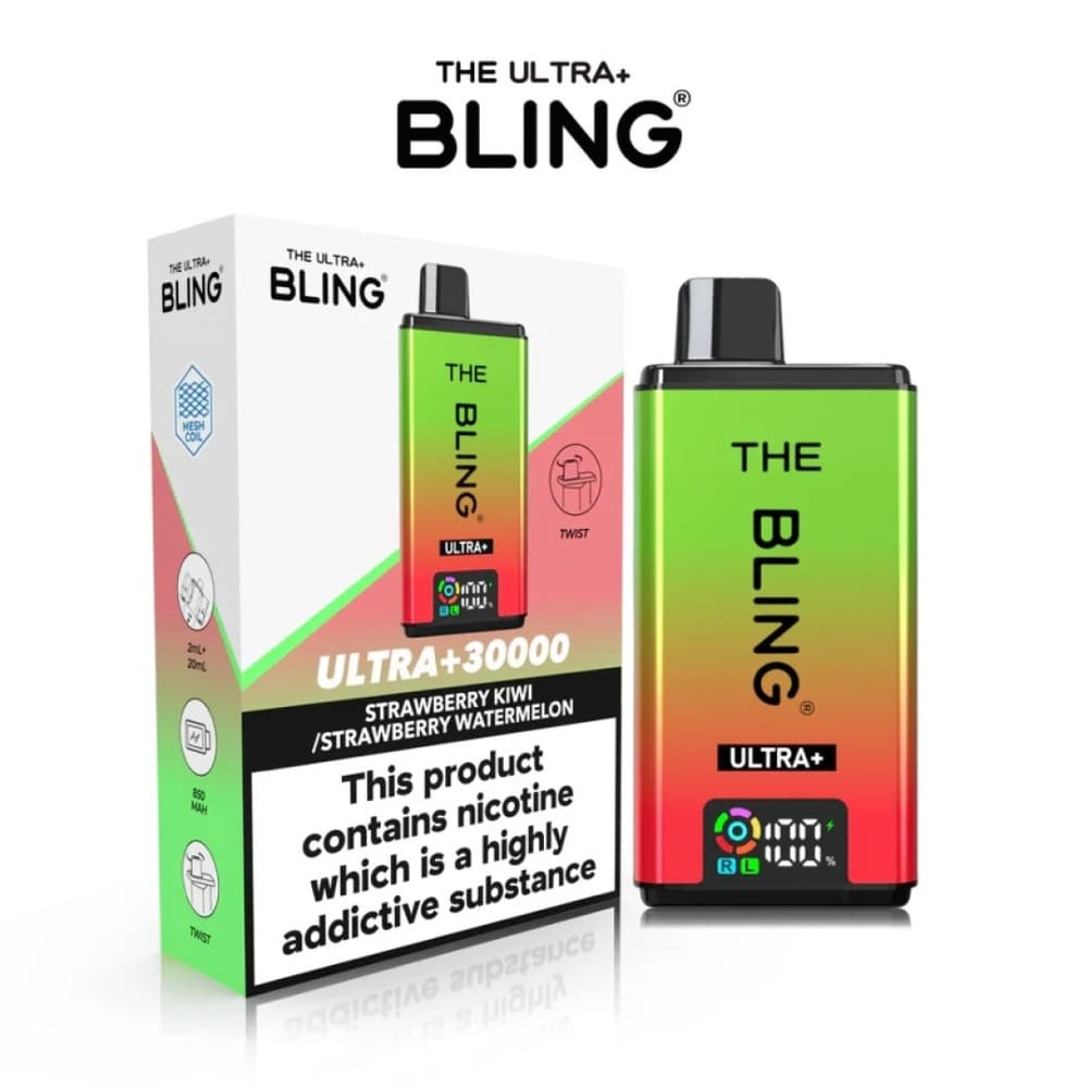  Strawberry Kiwi / Strawberry Watermelon The Crystal Bling Ultra Plus 30k Vape Kit Box of 5