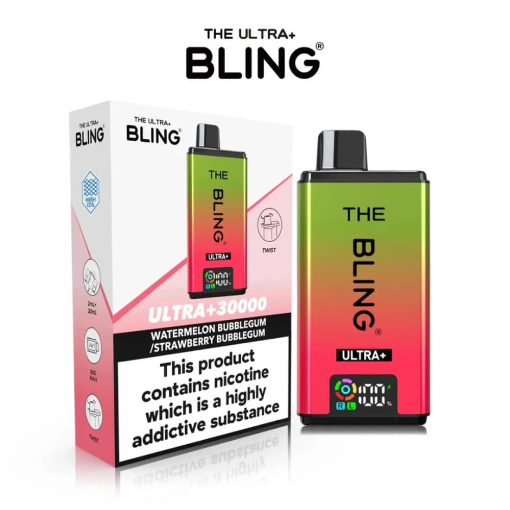  Watermelon Bubblegum / Strawberry Bubblegum The Crystal Bling Ultra Plus 30k Vape Kit Box of 5