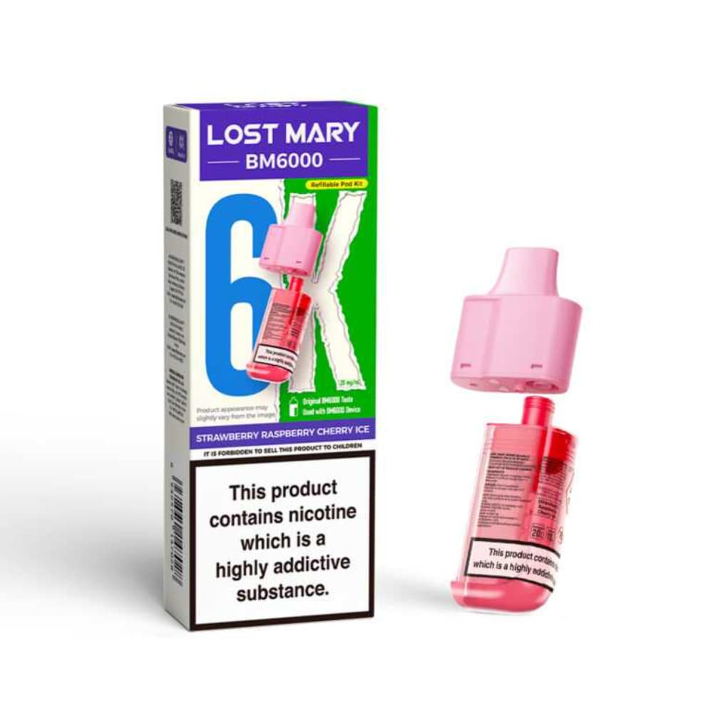  Strawberry Raspberry Cherry Ice Lost Mary Bm6000 Pods Pack of 5