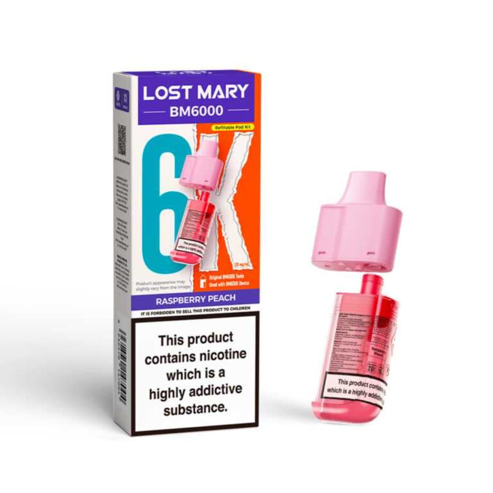  Raspberry Peach Lost Mary Bm6000 Pods Pack of 5