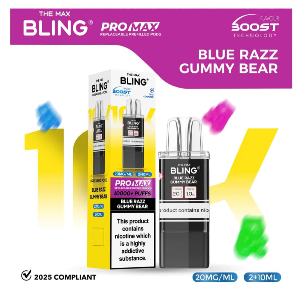 Blue Razz Gummy Bear The Crystal Bling Pro Max 10k Pods Pack of 5