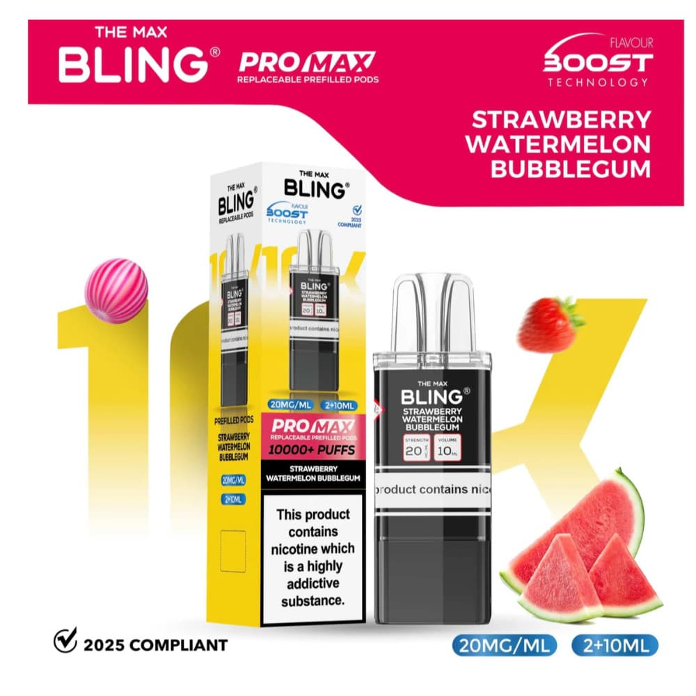  Strawberry Watermelon Bubble Gum The Crystal Bling Pro Max 10k Pods Pack of 5