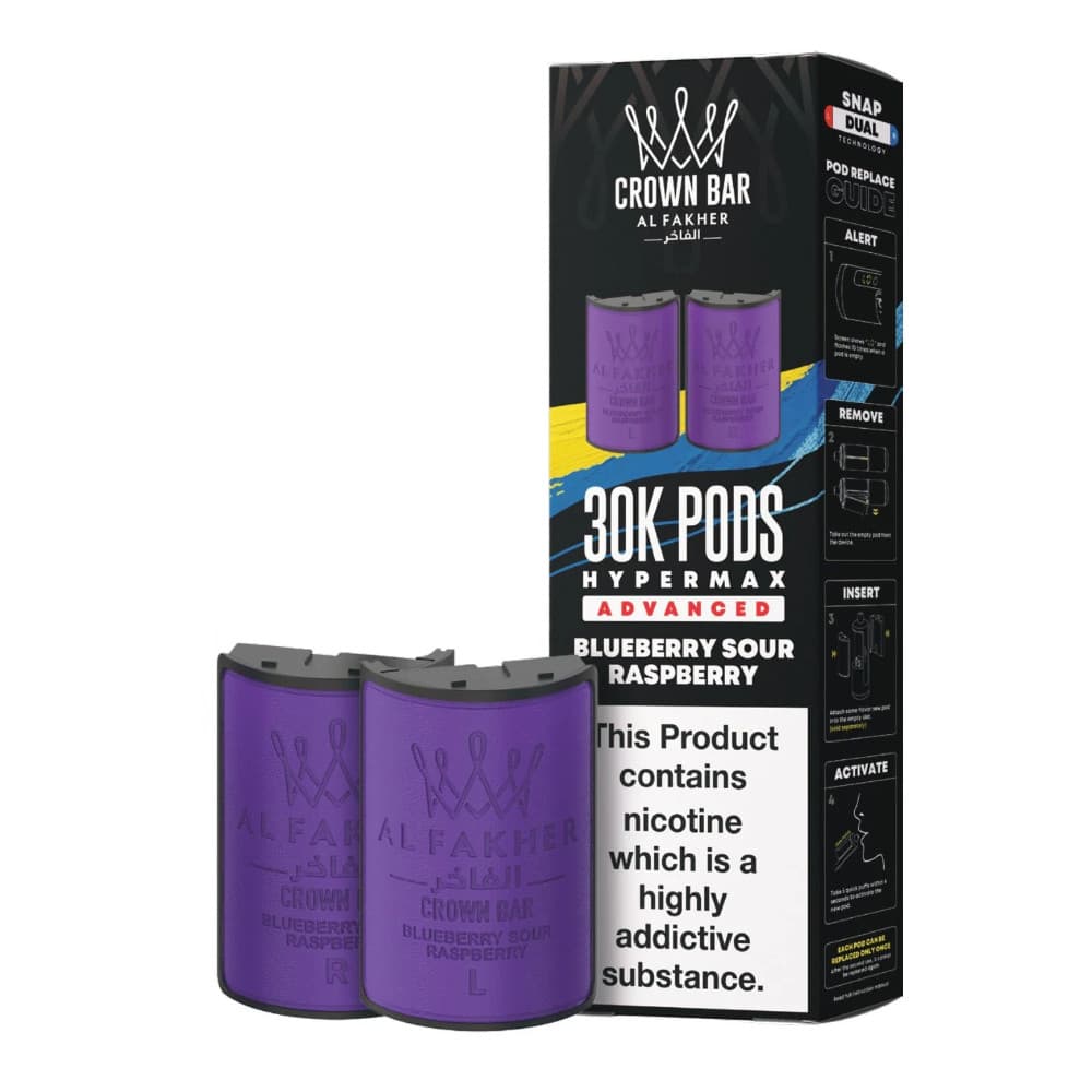  Blue Sour Raspberry Al Fakher 30k Hypermax Pods Pack of 5