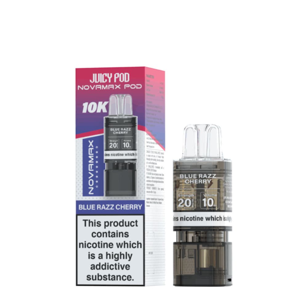  Blue Razz Cherry Juicy Pod Novamax 10K Pods Pack of 10